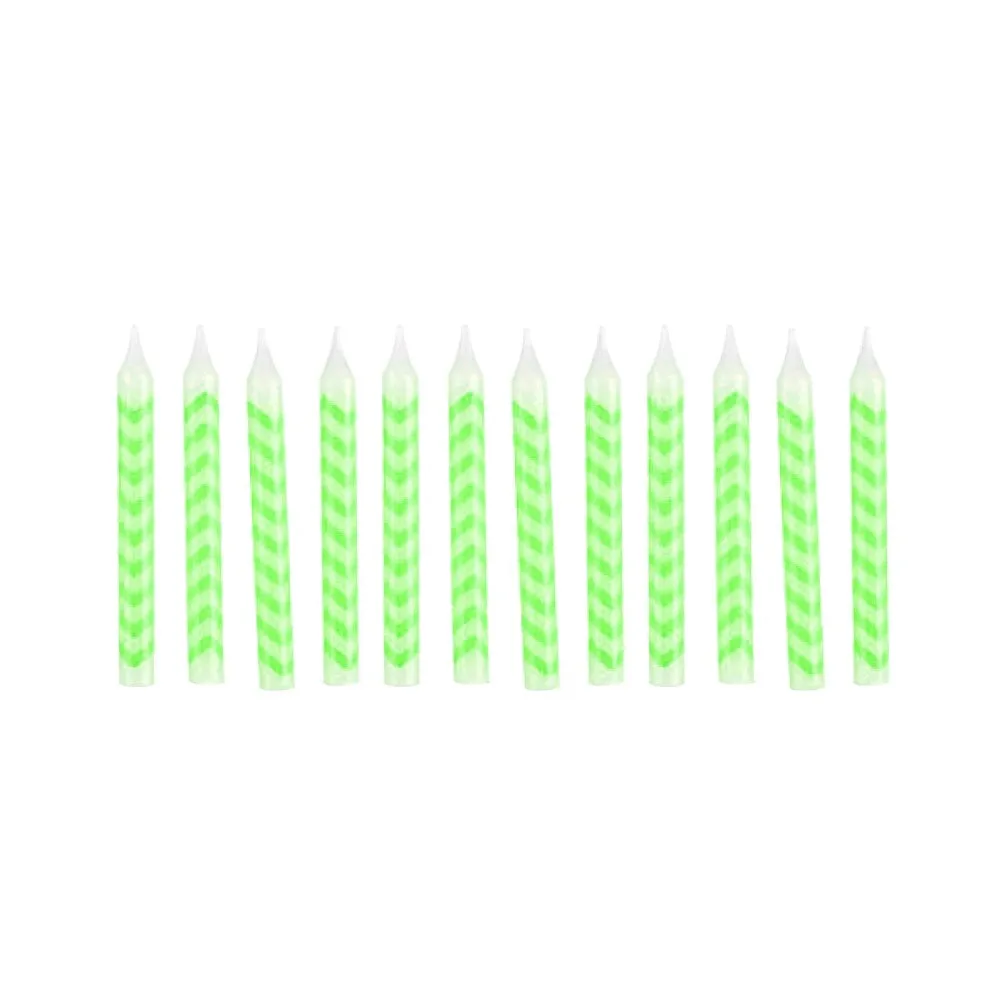 Lime Green Chevron Candles - 12 Pkt