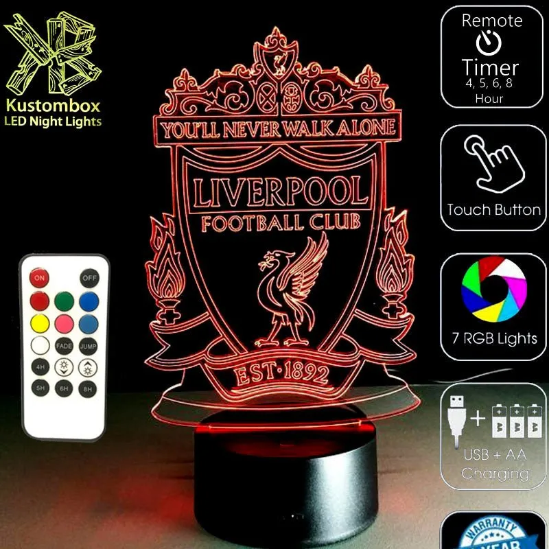 LIVERPOOL Football Soccer Club 3D LED Night Light Lamp