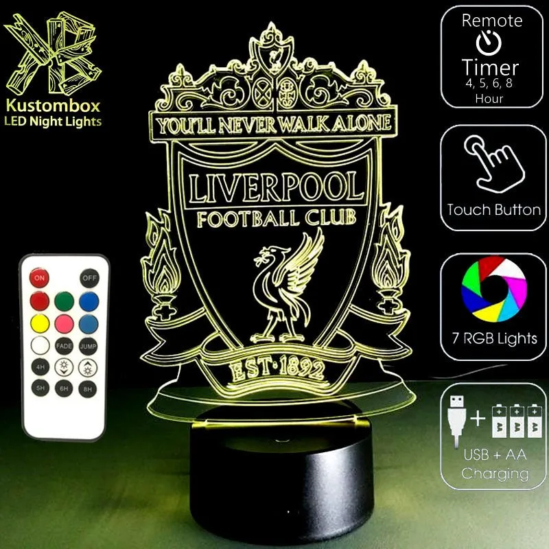 LIVERPOOL Football Soccer Club 3D LED Night Light Lamp
