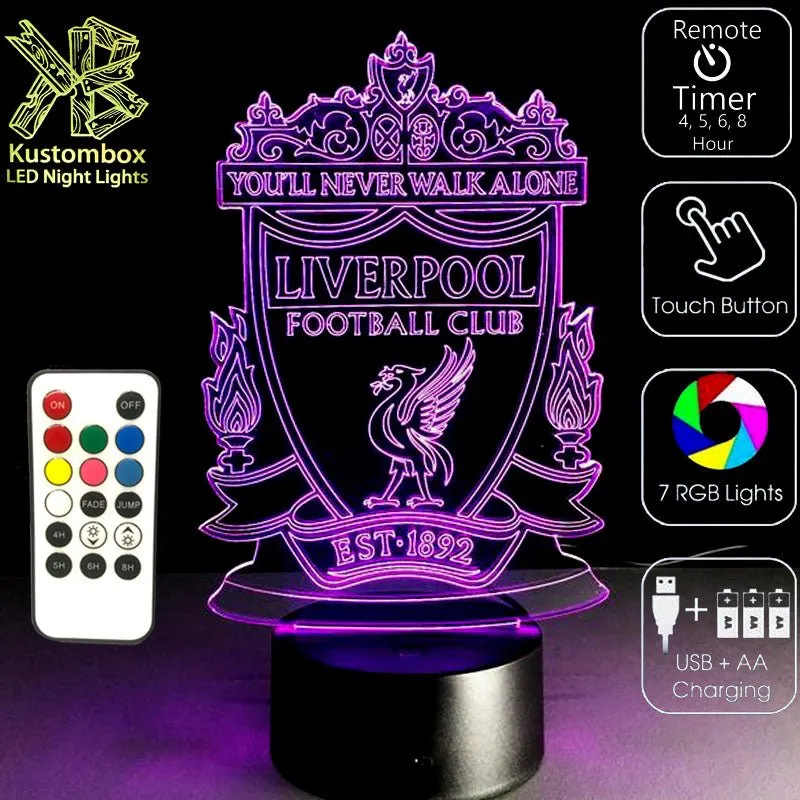 LIVERPOOL Football Soccer Club 3D LED Night Light Lamp