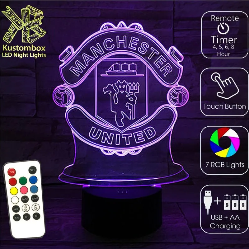 MANCHESTER UNITED Football Soccer Club 3D LED Night Light Lamp
