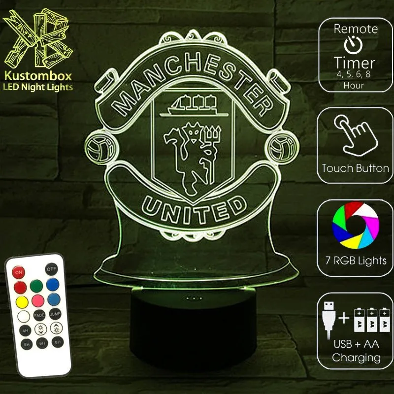 MANCHESTER UNITED Football Soccer Club 3D LED Night Light Lamp