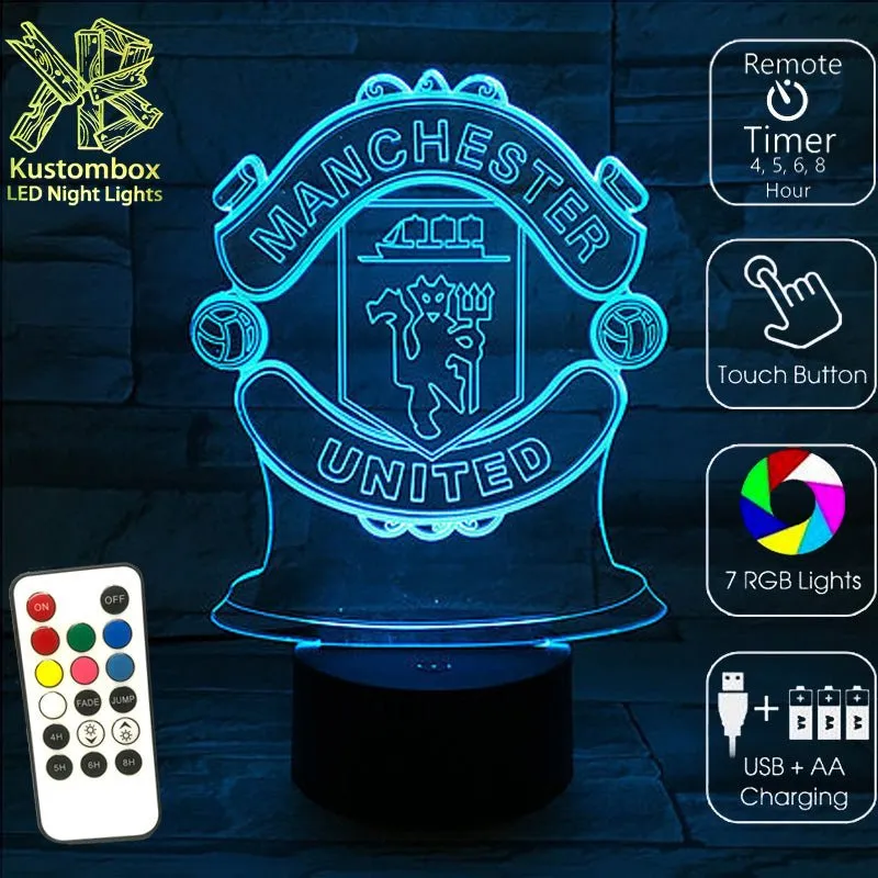 MANCHESTER UNITED Football Soccer Club 3D LED Night Light Lamp