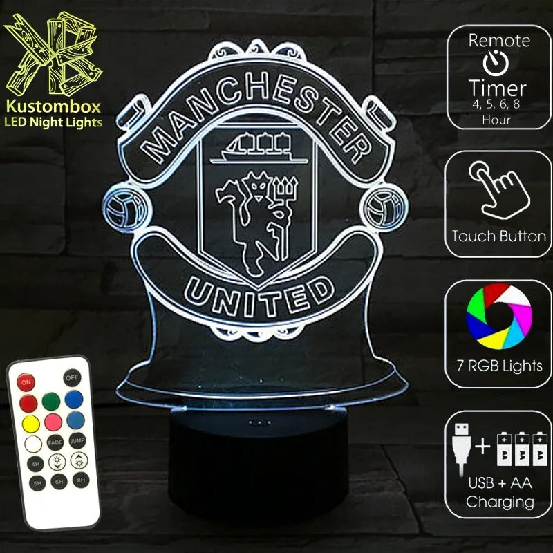MANCHESTER UNITED Football Soccer Club 3D LED Night Light Lamp