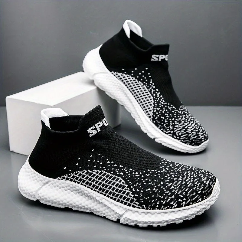 Men's Comfy Slip-On Sock Shoes - Breathable, Soft Sole, Non-Slip, Trendy Woven Knit Design for Outdoor Activities