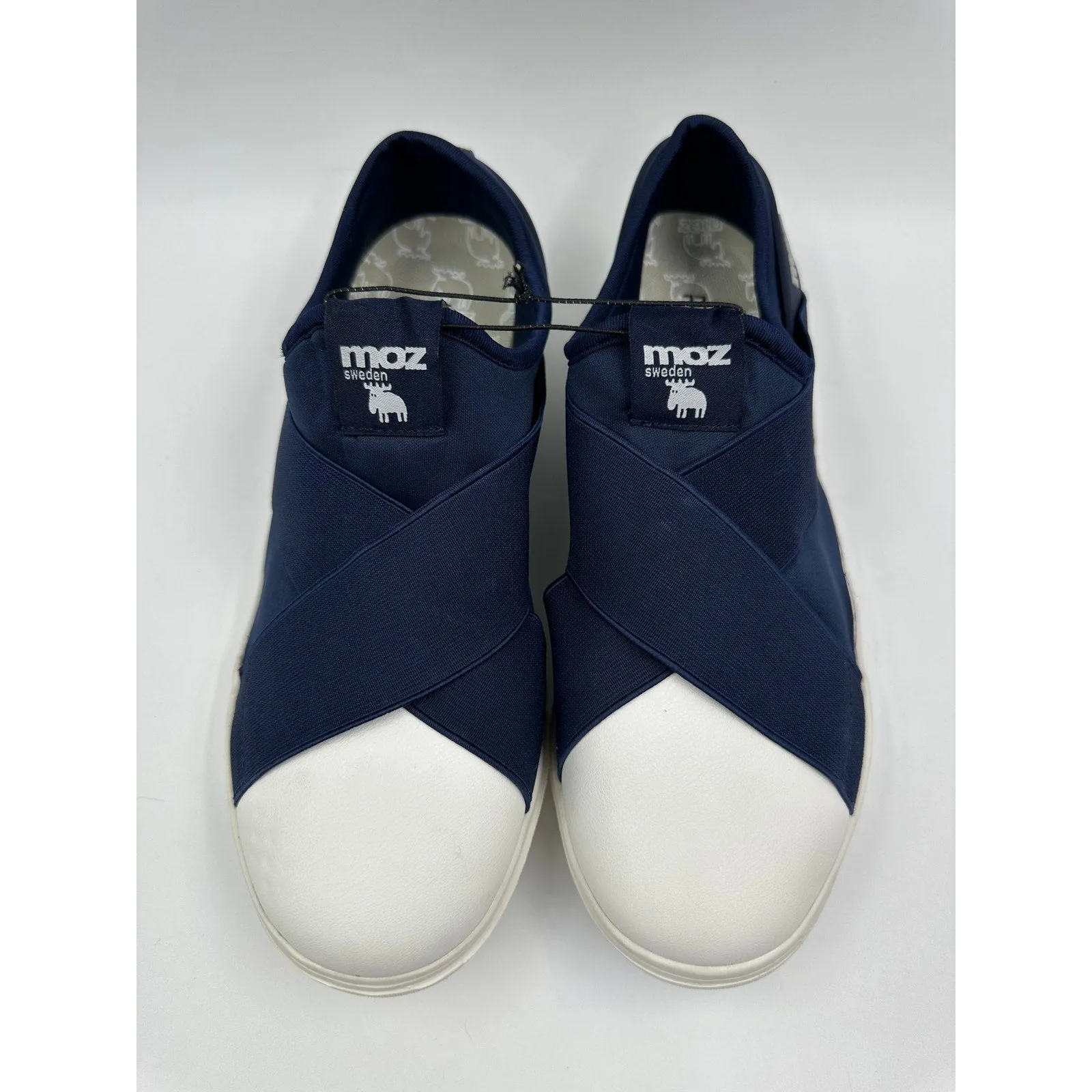 Men's Size 8, MOZ Slip-On Navy & White Sneakers Perfect for All Day Errands