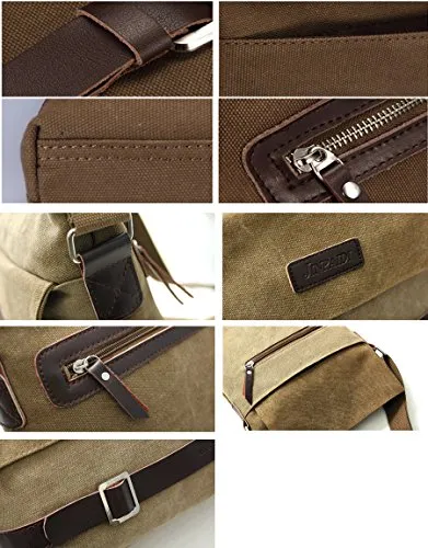 Mfeo Unisex Vintage Retro Canvas Messenger Bag Cross-Body Bag Small Shoulder Bag (Army Green)
