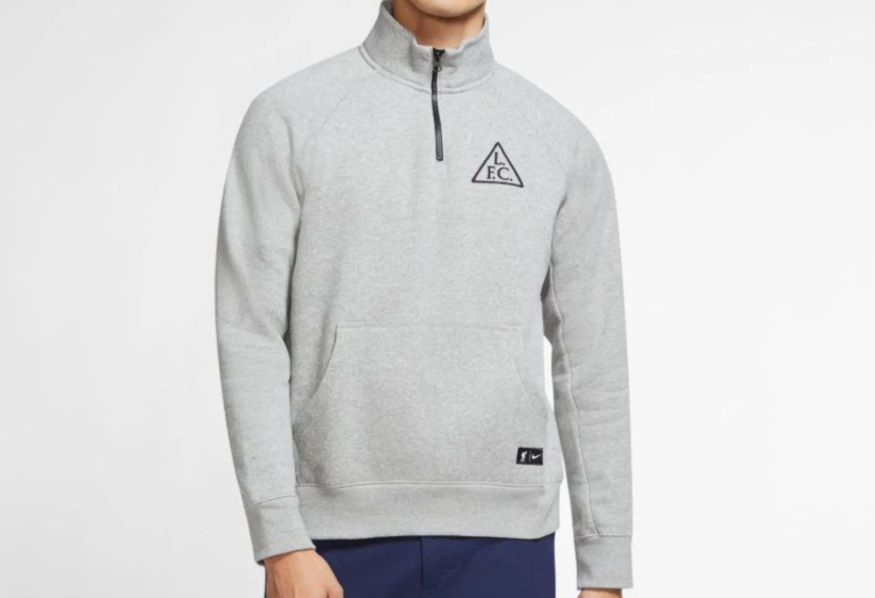Nike Men's Liverpool FC Men's 1/2-Zip Mock-Neck Soccer Top-Grey