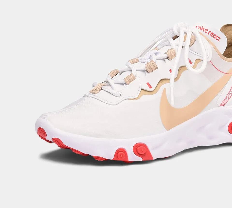 Nike React Element 55 BQ2728 101 Trainers White Desert Ore Ember Glow UK 3.5