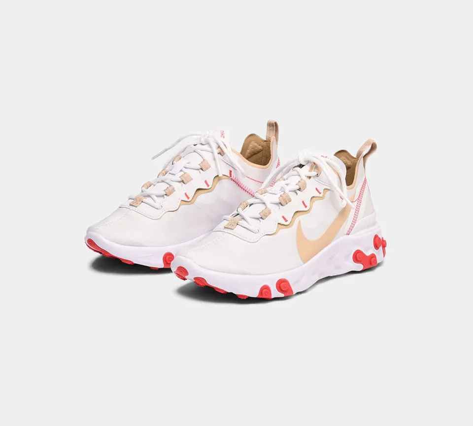 Nike React Element 55 BQ2728 101 Trainers White Desert Ore Ember Glow UK 3.5