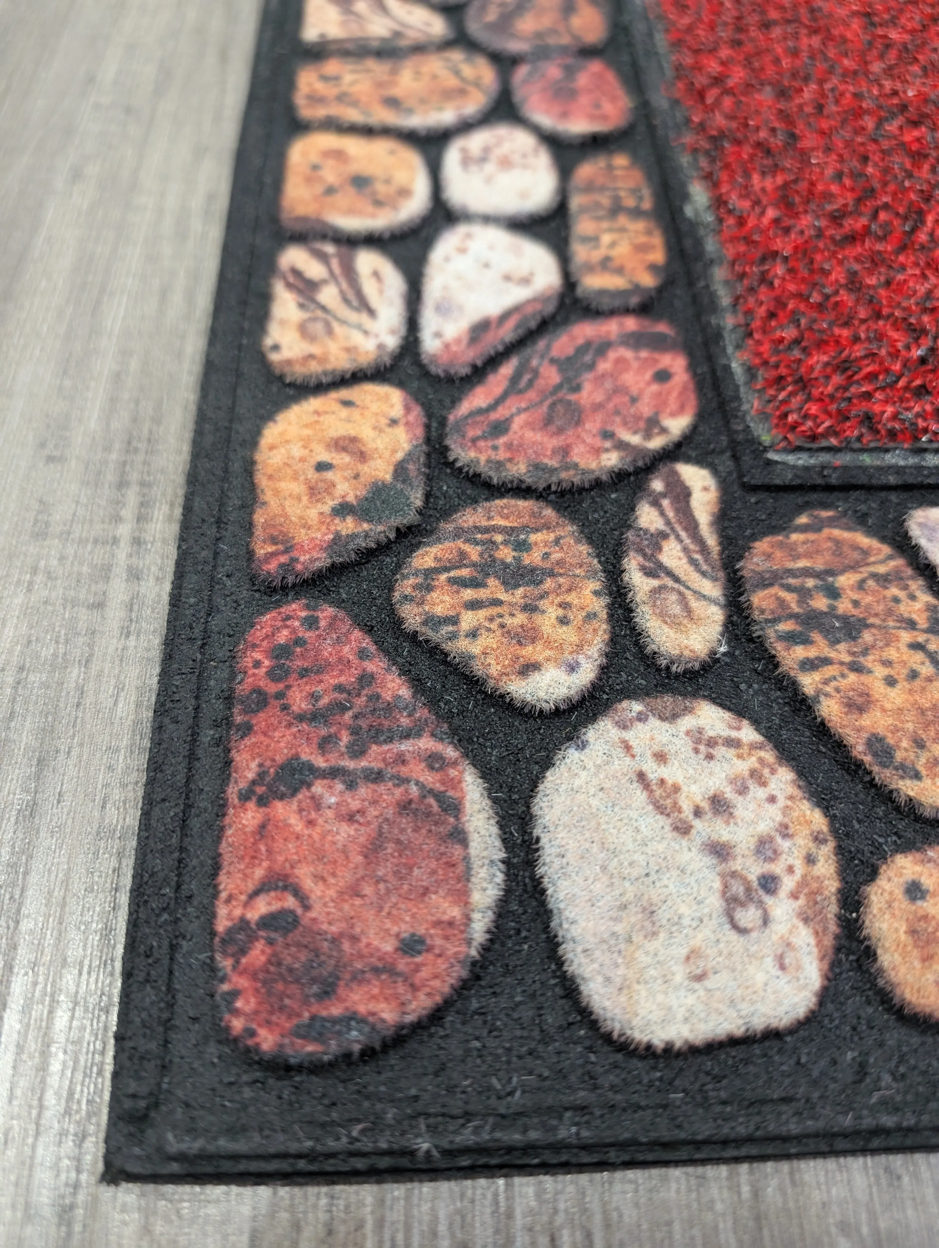Outdoor Mat Pebble Border 45x76cm - Red