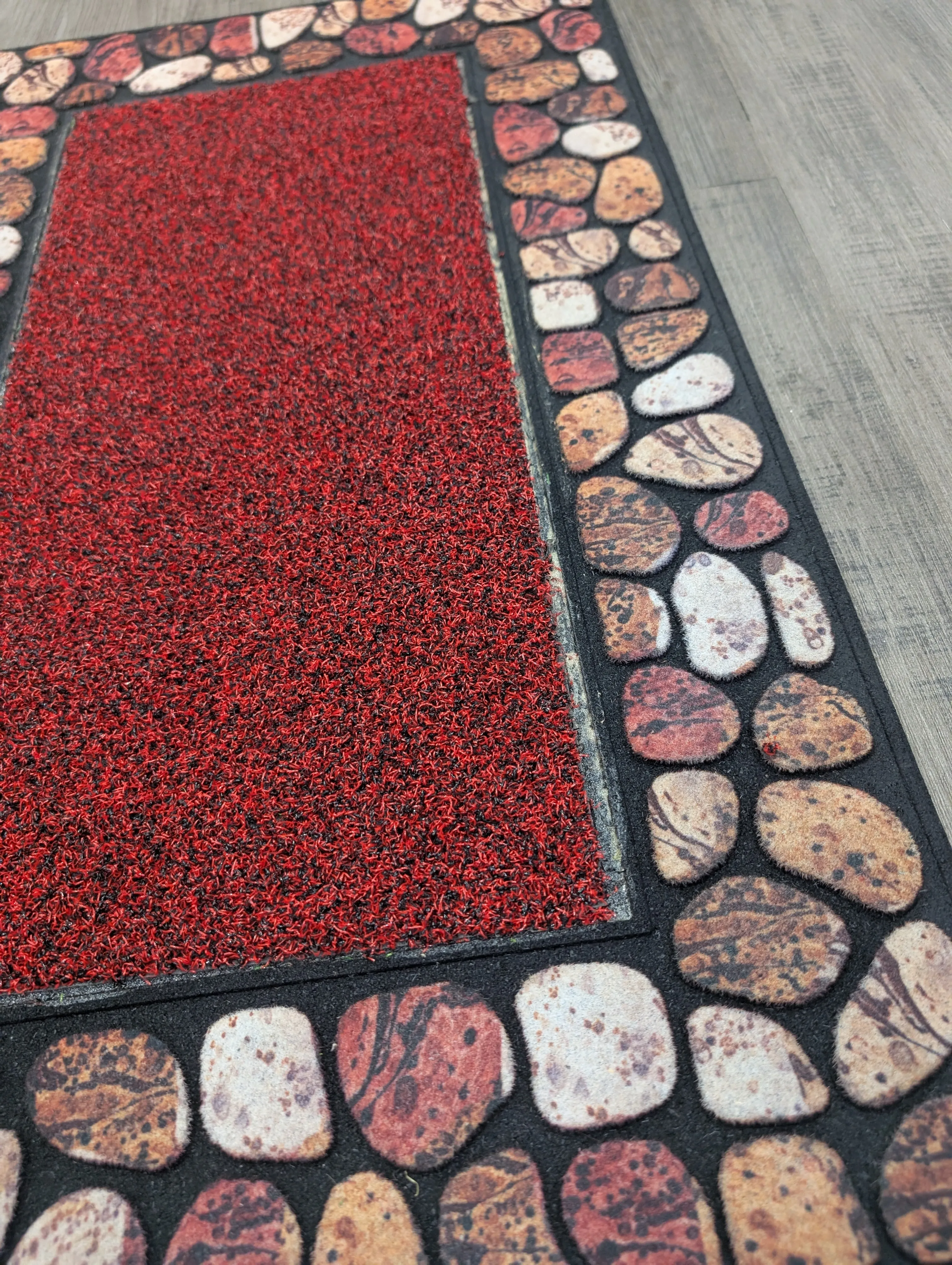 Outdoor Mat Pebble Border 45x76cm - Red