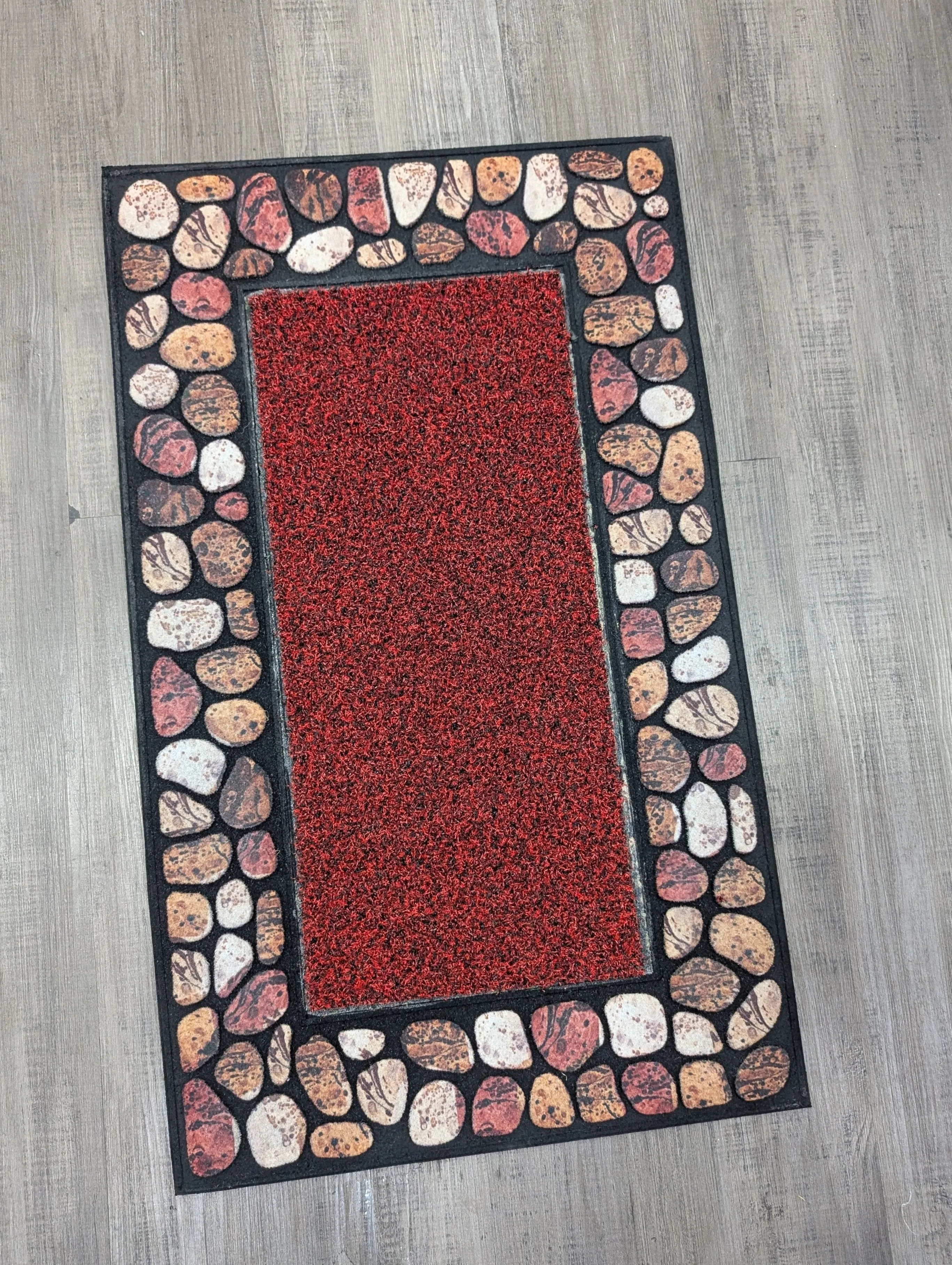 Outdoor Mat Pebble Border 45x76cm - Red