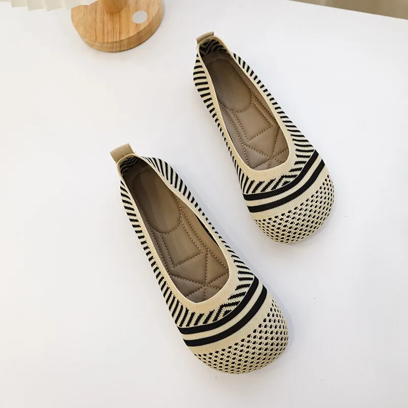 Owlkay Weaving Breathable Loafers  Comfortable Walking Casual Flats Shoes WF06