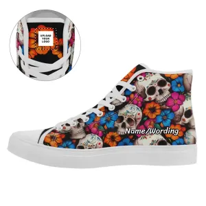 Personalized Gothic Sneakers, Custom Skull Fashion Shoes, Stylish High Top Shoes