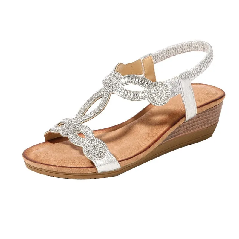 Purpdrank - Women's Shoes Summer New Bohemia Wedge Women Sandals Rhinestone Woman Flip Flops Vintage Women Shoes Beach