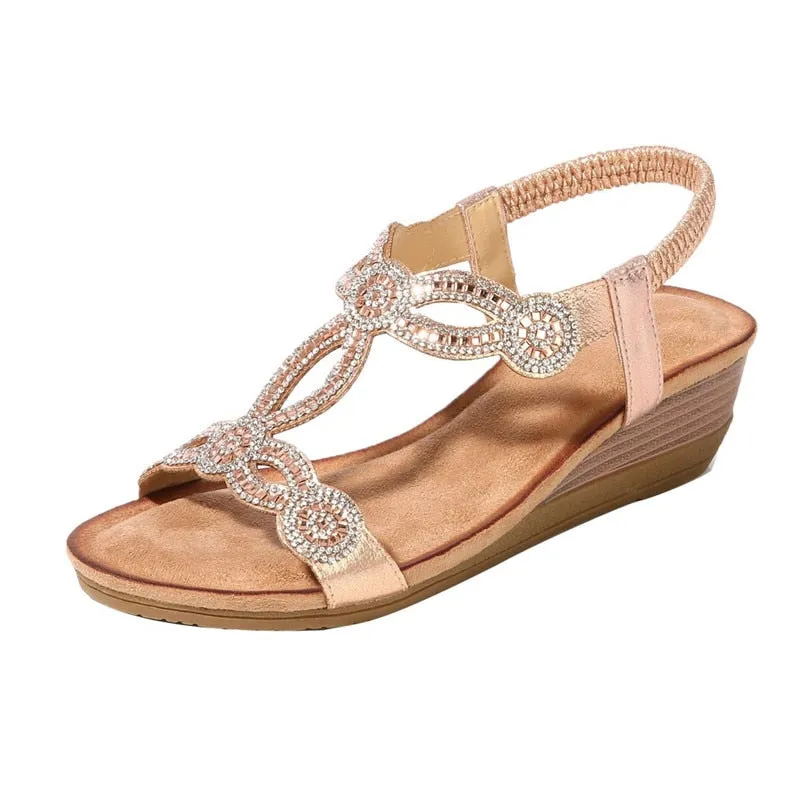 Purpdrank - Women's Shoes Summer New Bohemia Wedge Women Sandals Rhinestone Woman Flip Flops Vintage Women Shoes Beach