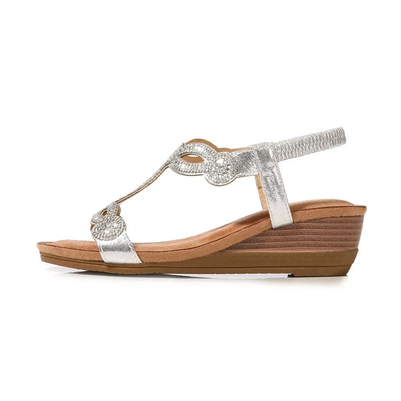 Purpdrank - Women's Shoes Summer New Bohemia Wedge Women Sandals Rhinestone Woman Flip Flops Vintage Women Shoes Beach