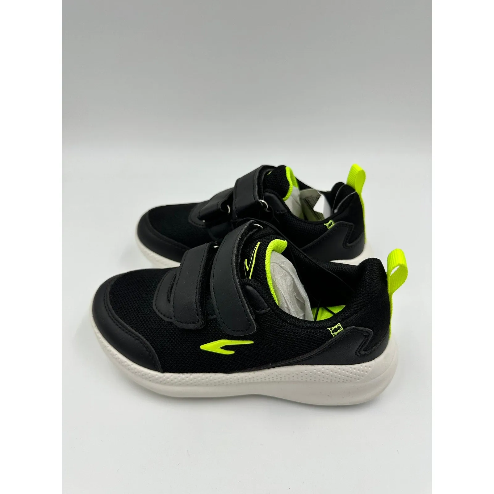 Small Kid/Toddler Size 2, Black Sneakers, w/ Yellow Accents and Straps