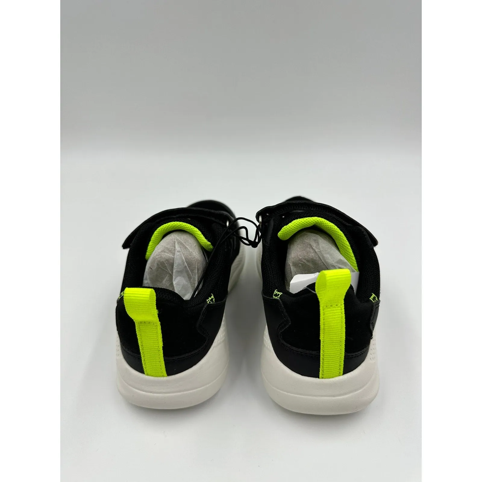 Small Kid/Toddler Size 2, Black Sneakers, w/ Yellow Accents and Straps