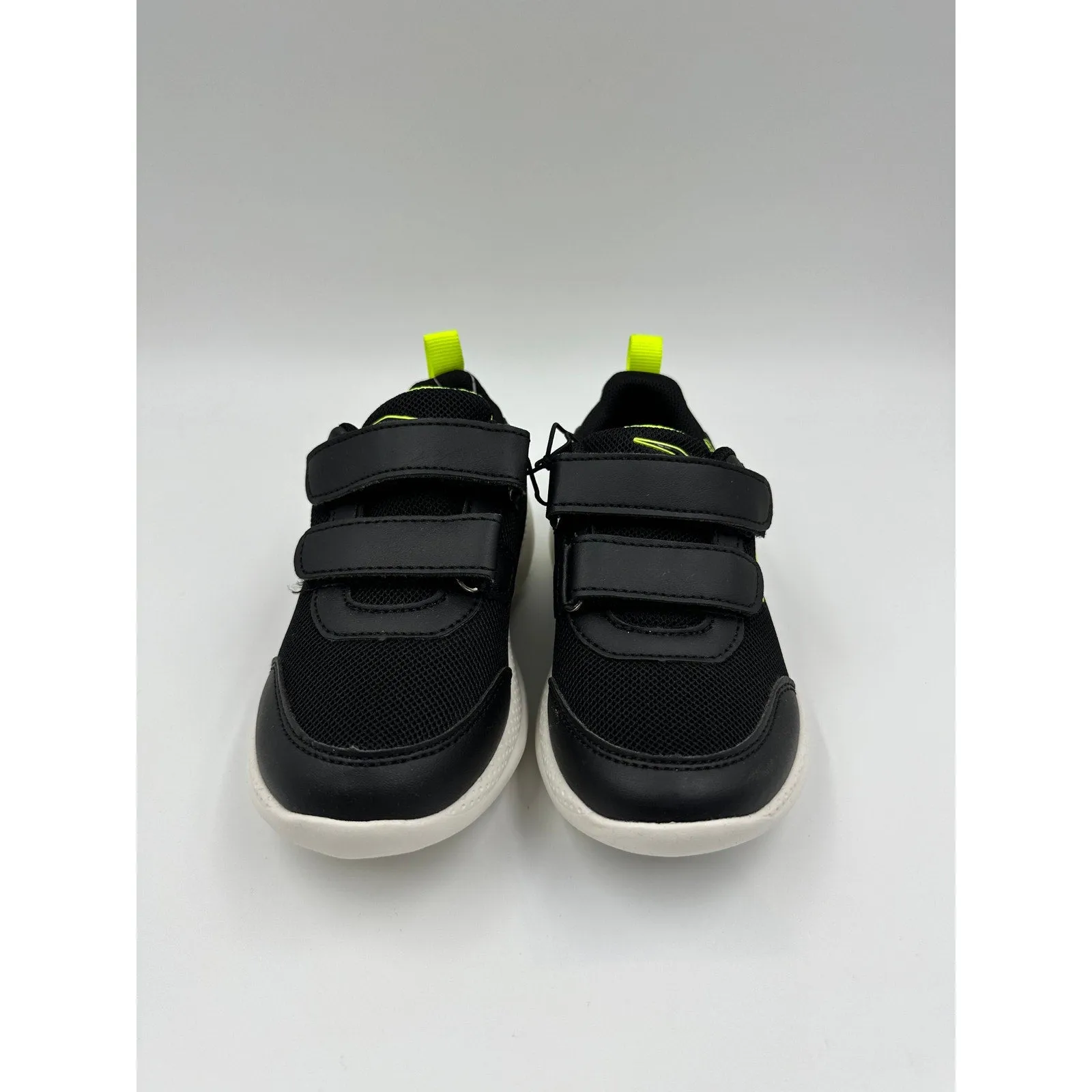 Small Kid/Toddler Size 2, Black Sneakers, w/ Yellow Accents and Straps