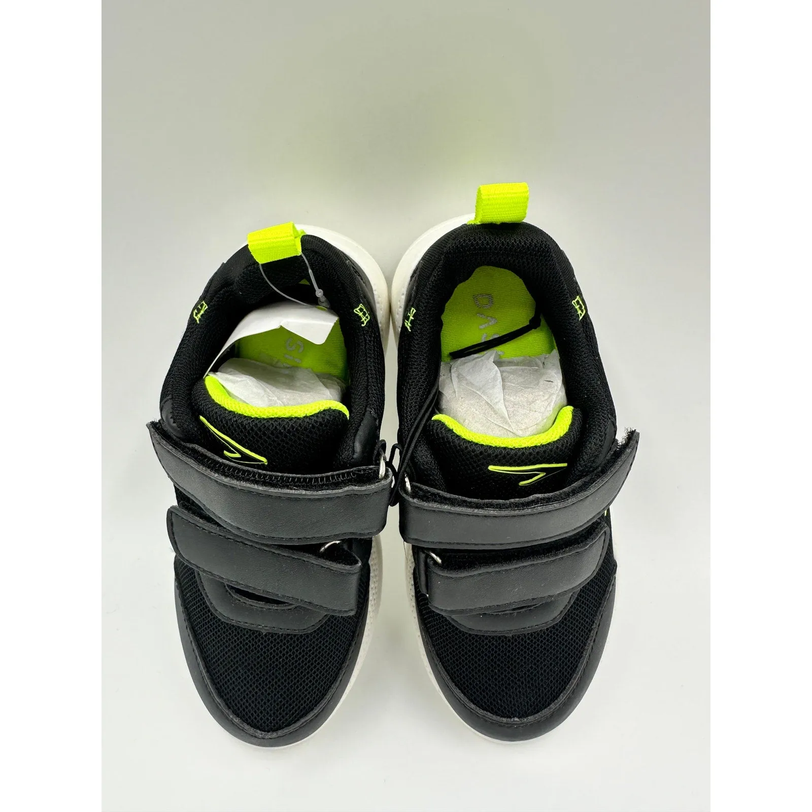 Small Kid/Toddler Size 2, Black Sneakers, w/ Yellow Accents and Straps
