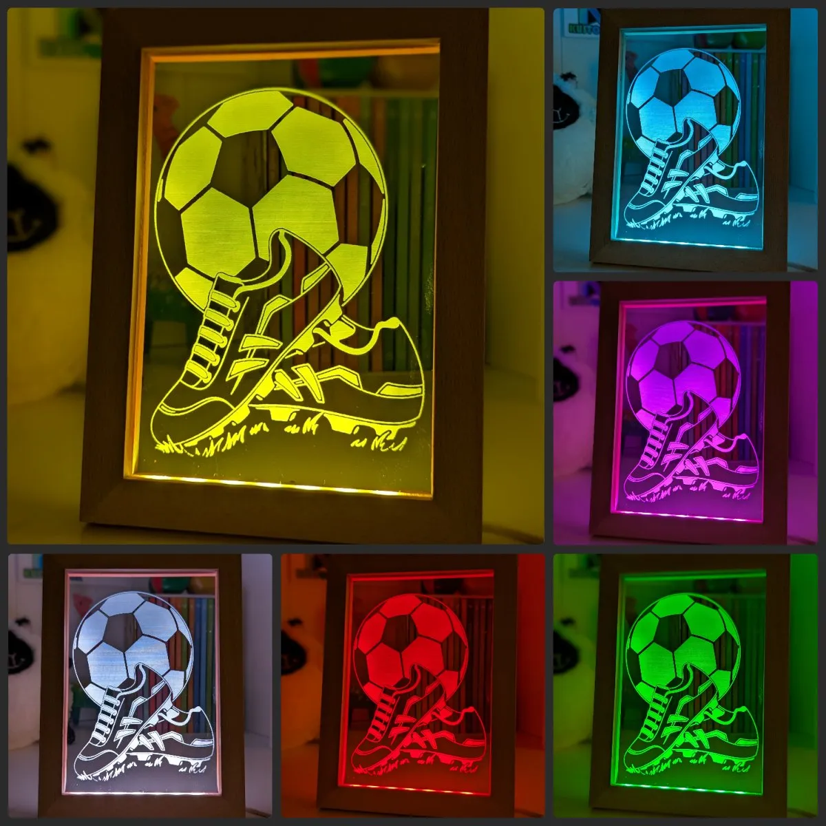 Soccer Football Player Personalised Name 3D LED Night Light
