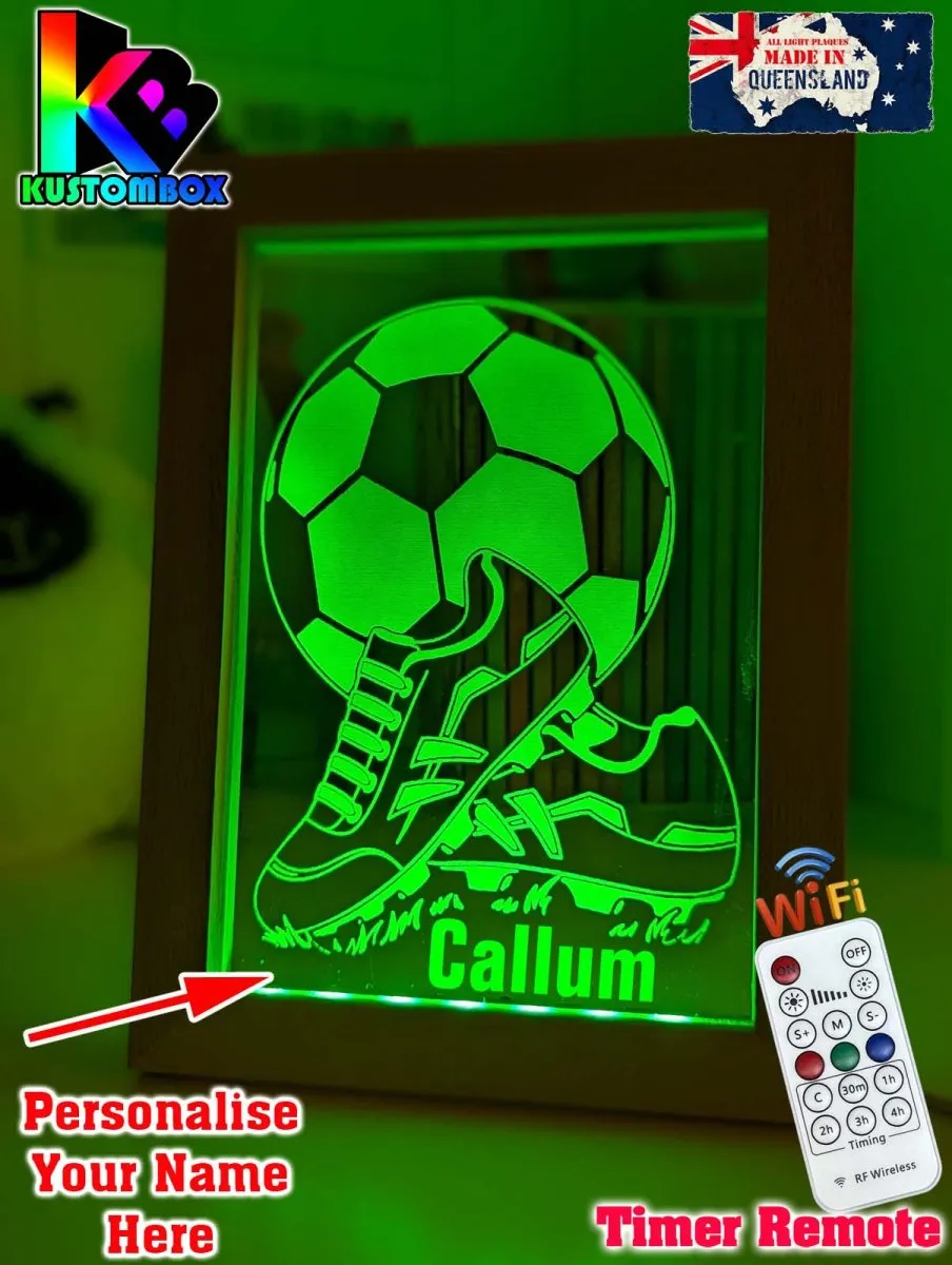 Soccer Football Player Personalised Name 3D LED Night Light