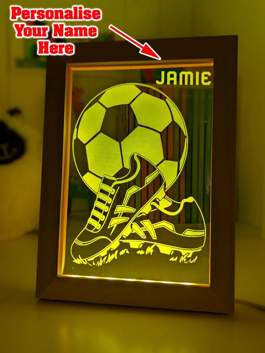 Soccer Football Player Personalised Name 3D LED Night Light