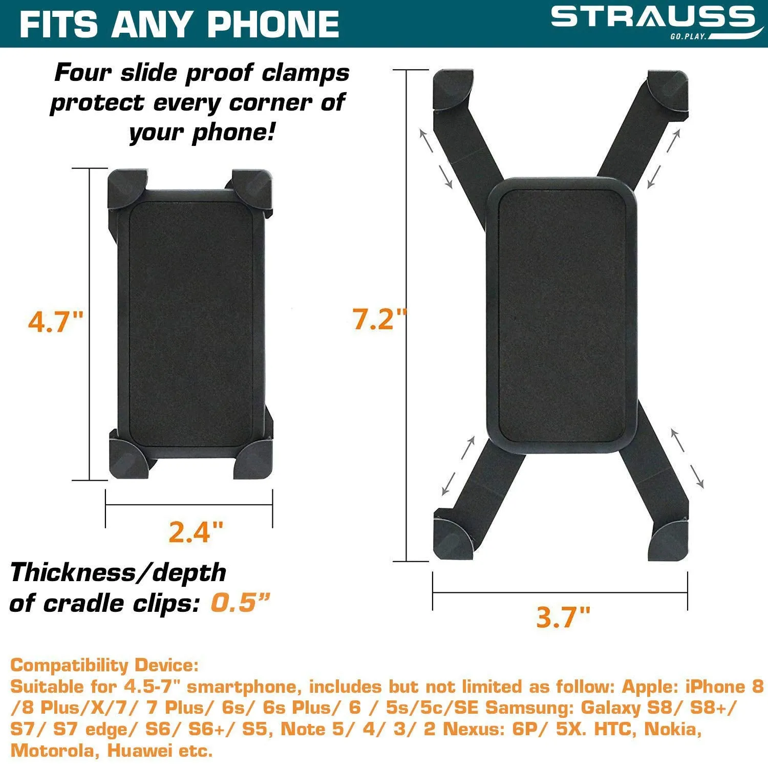 Strauss Bicycle Speedometer, (Black/Red) and Mobile Holder (Black)