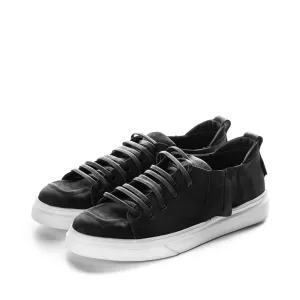 Strip Down black leather sneakers