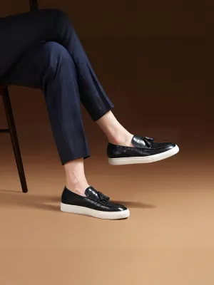 Summer new style genuine leather thick-soled men's casual sneakers European and American style tassel style slip-on sneakers large size