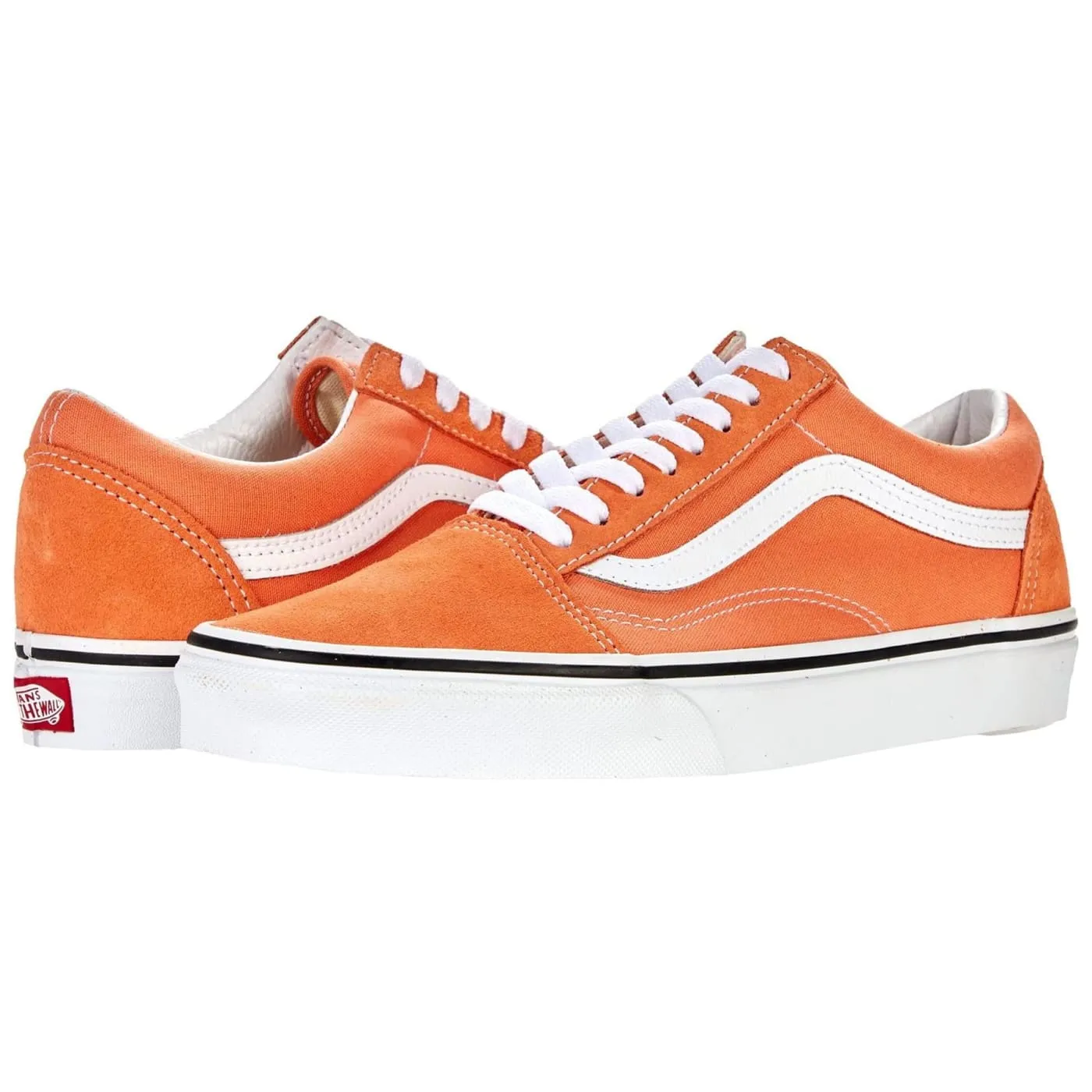 Vans UA Old Skool Orange White Womens Suede & Canvas Skate Trainers