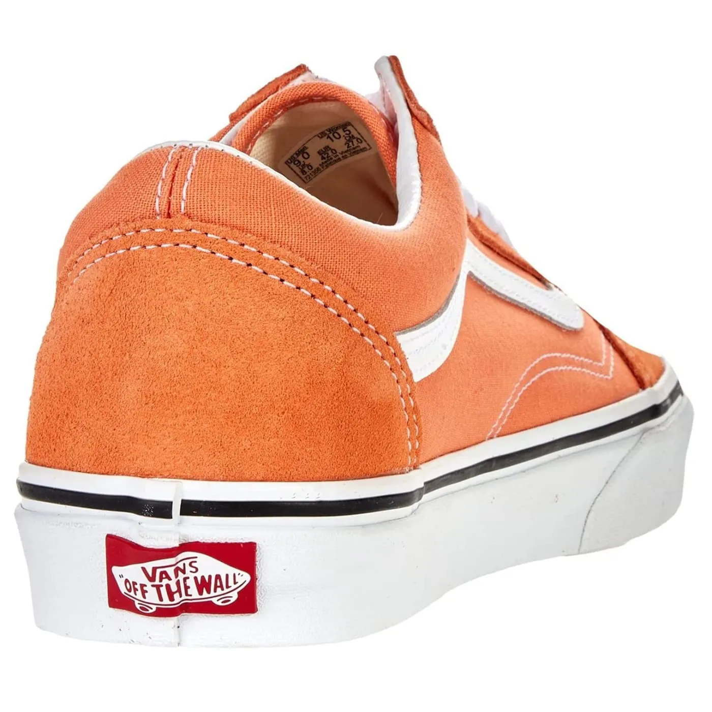 Vans UA Old Skool Orange White Womens Suede & Canvas Skate Trainers