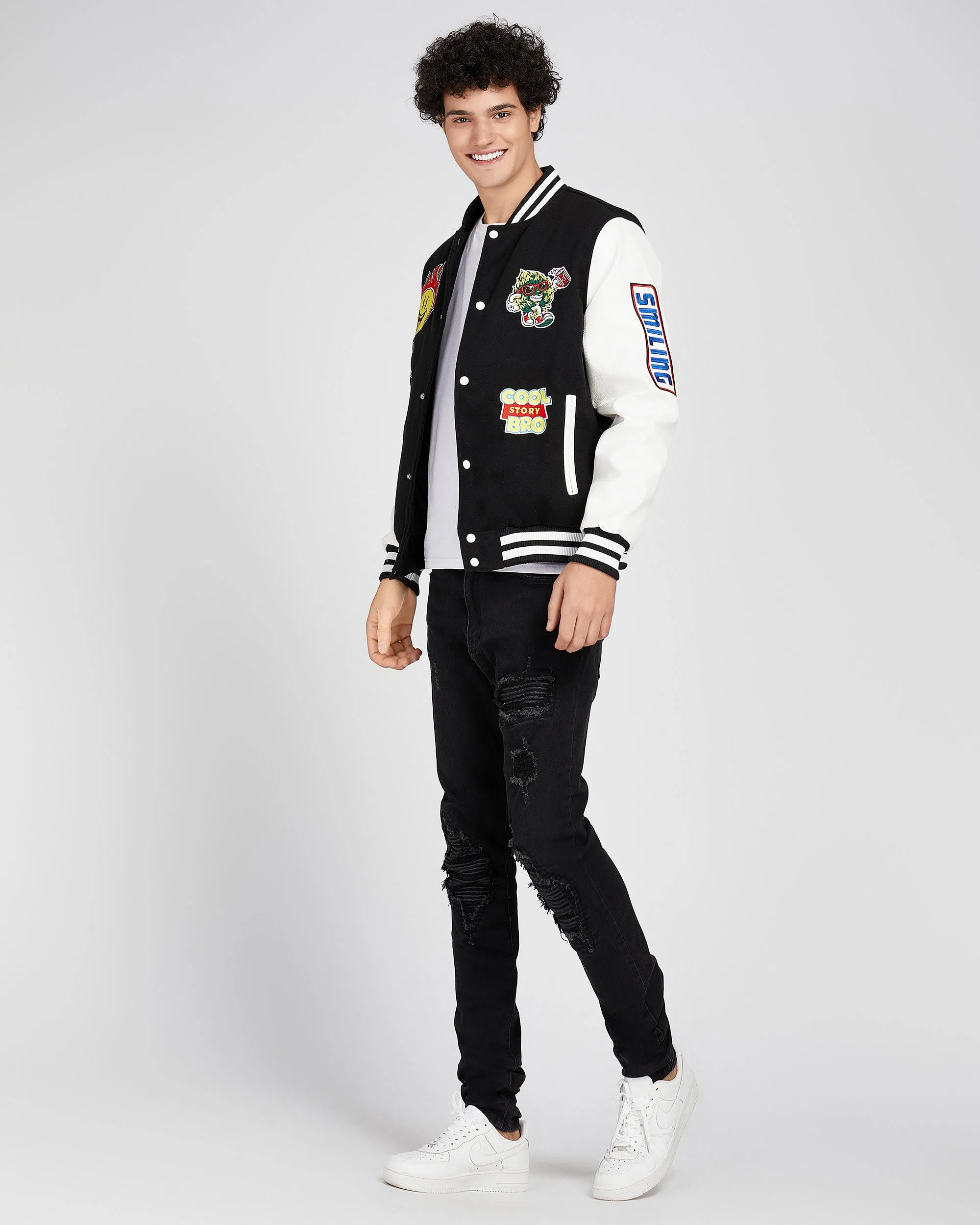 Vintage Baseball Jacket with Patches