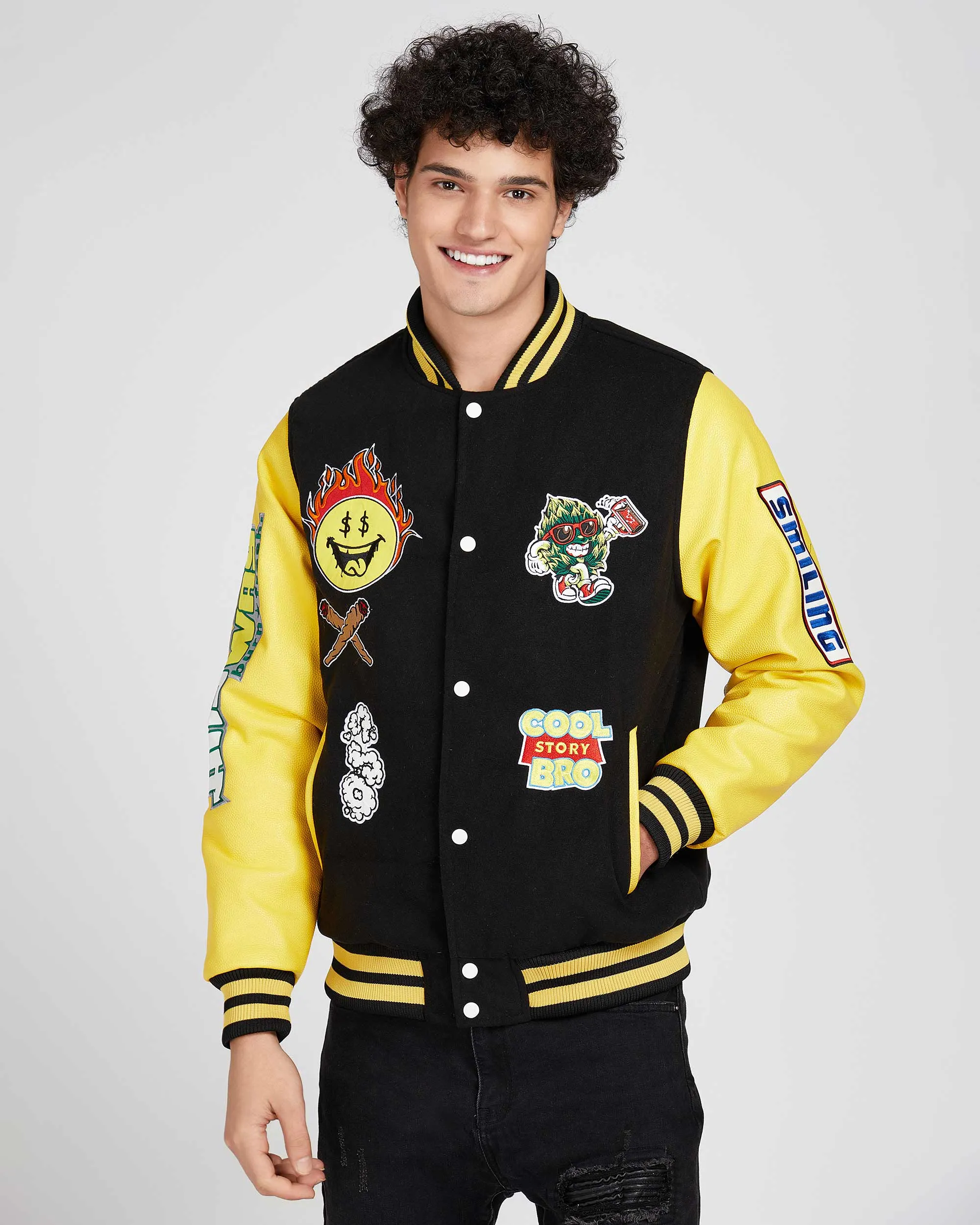 Vintage Baseball Jacket with Patches