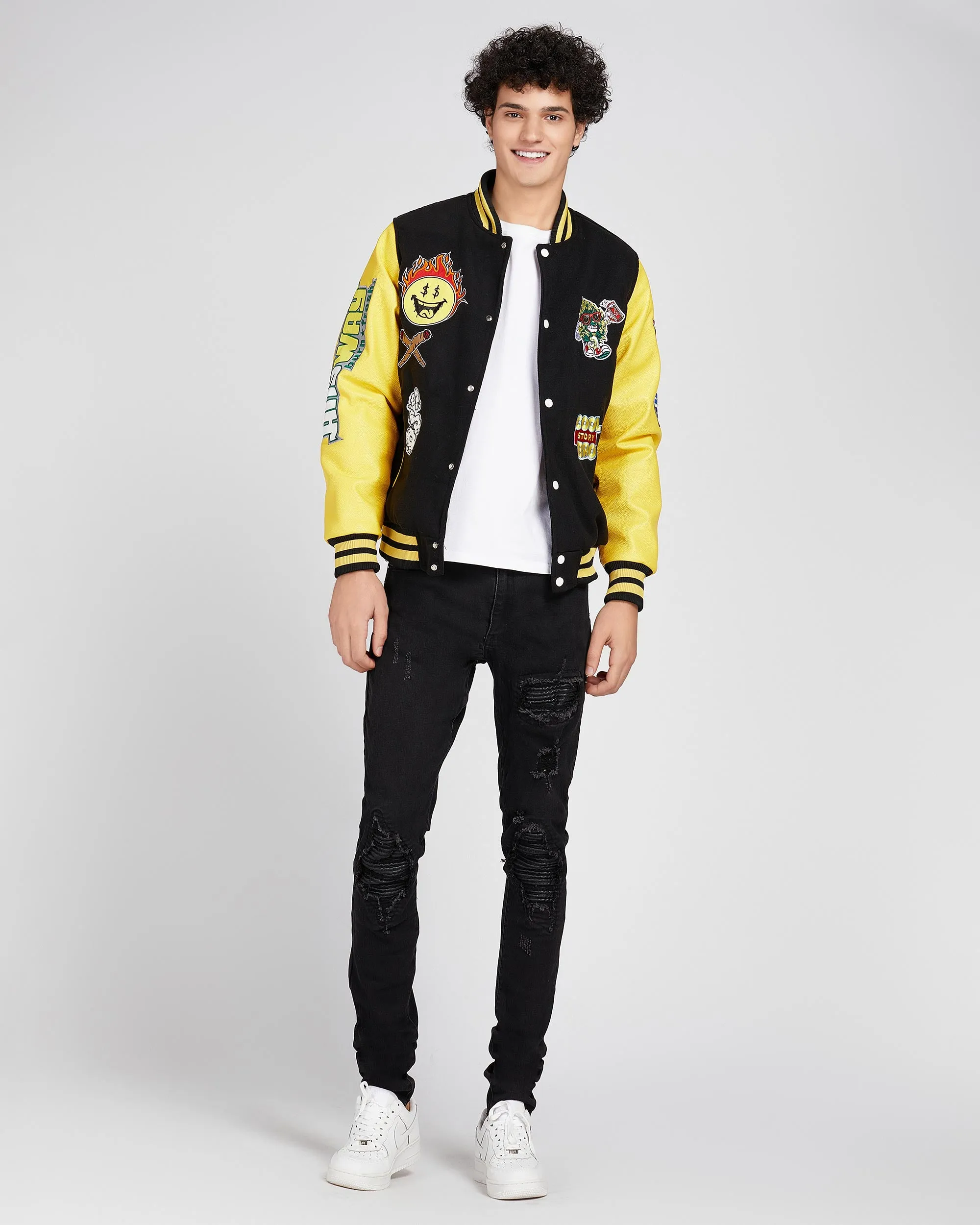 Vintage Baseball Jacket with Patches