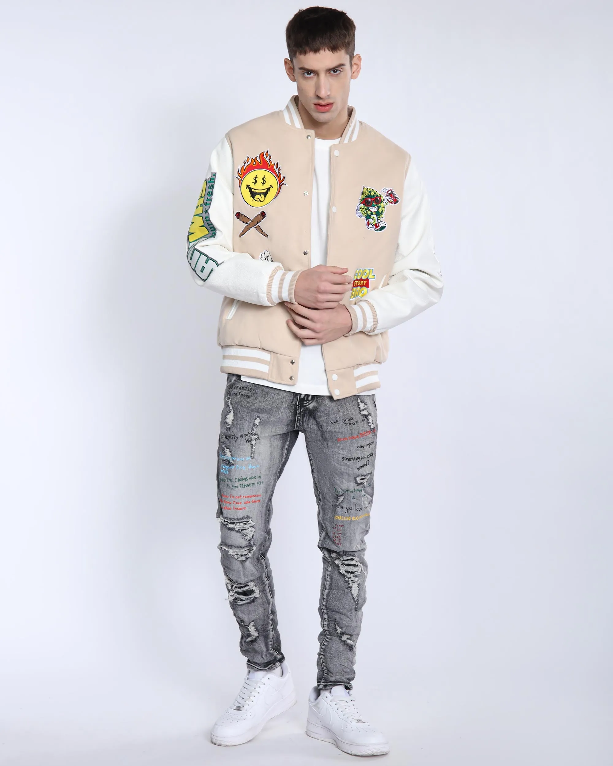 Vintage Baseball Jacket with Patches