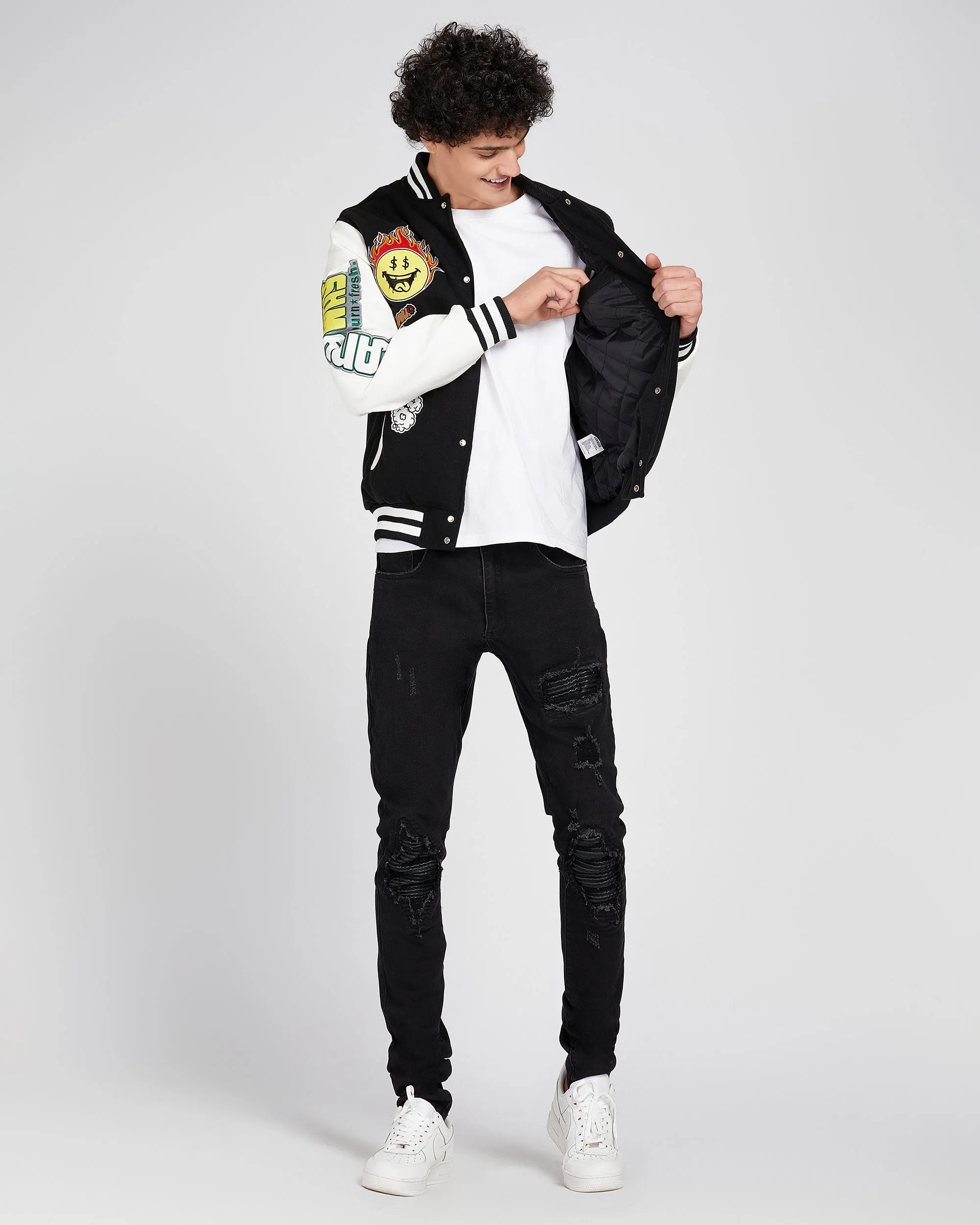 Vintage Baseball Jacket with Patches