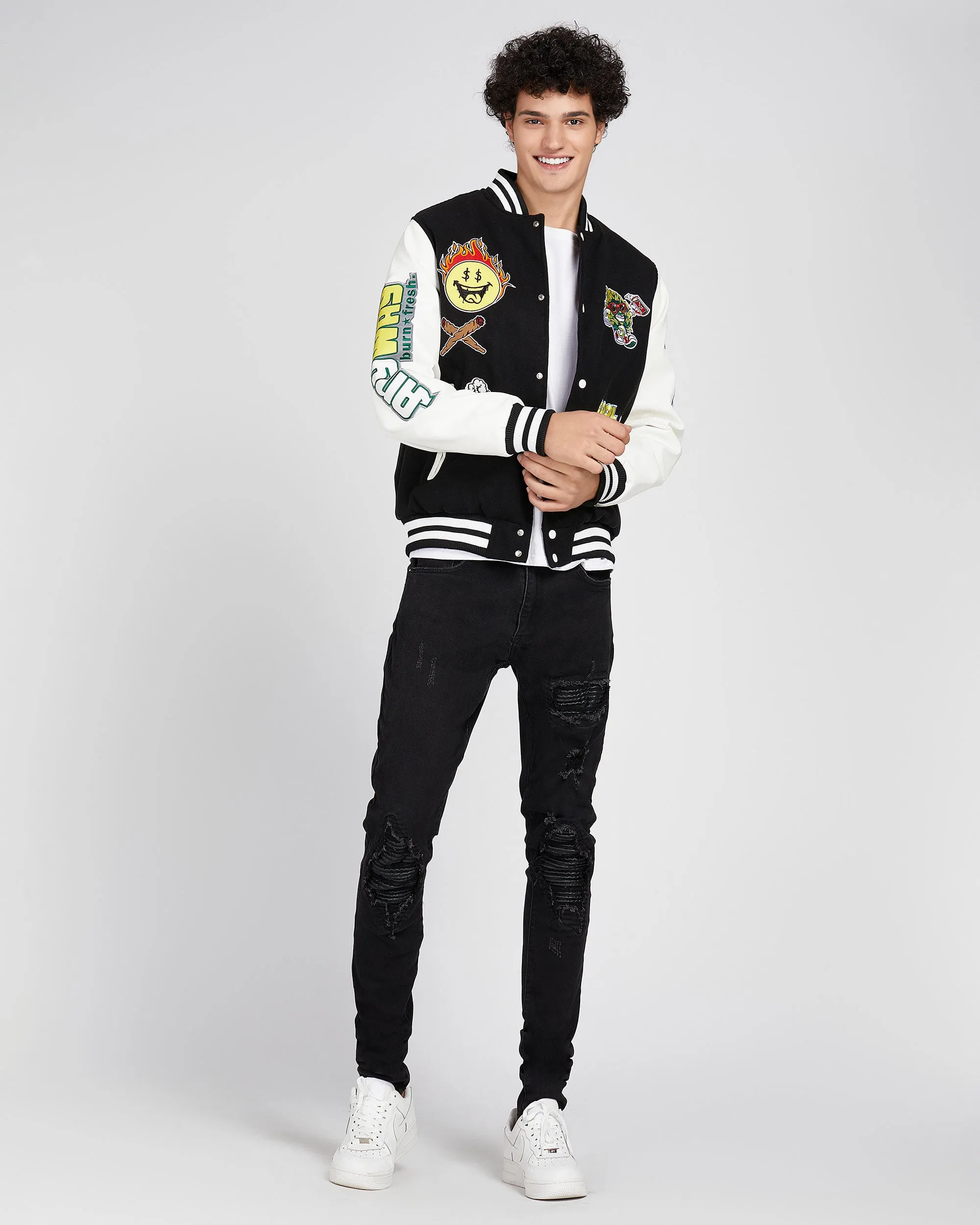 Vintage Baseball Jacket with Patches