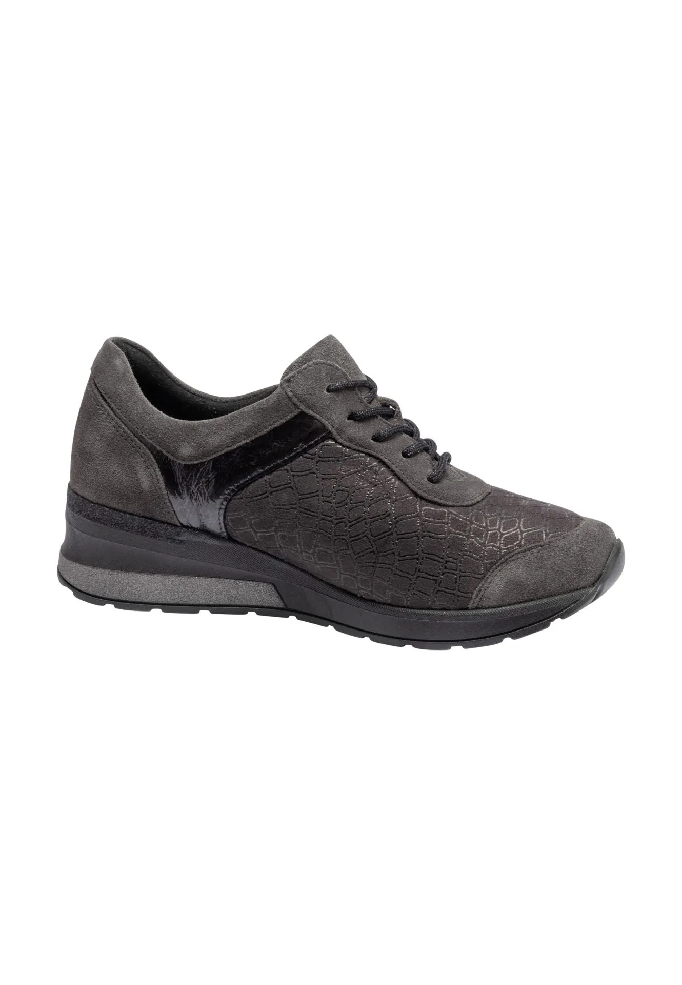 Waldlaufer Women's H-Clara Soft Sneaker Carbon