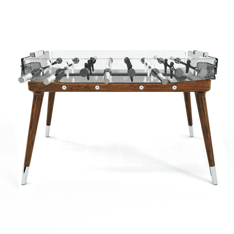 Walnut glass soccer table for indoor entertaining