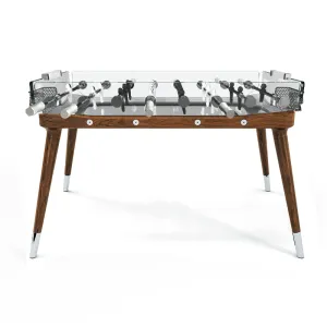 Walnut glass soccer table for indoor entertaining