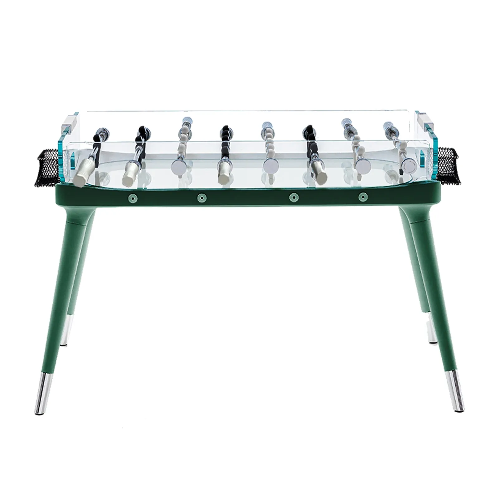 Walnut glass soccer table for indoor entertaining
