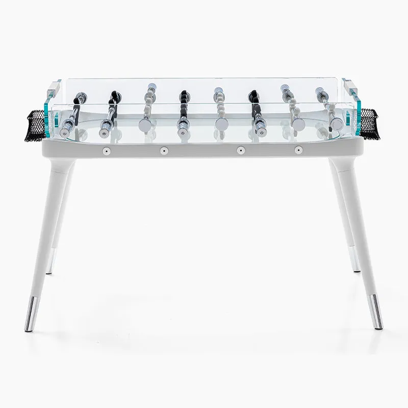 Walnut glass soccer table for indoor entertaining