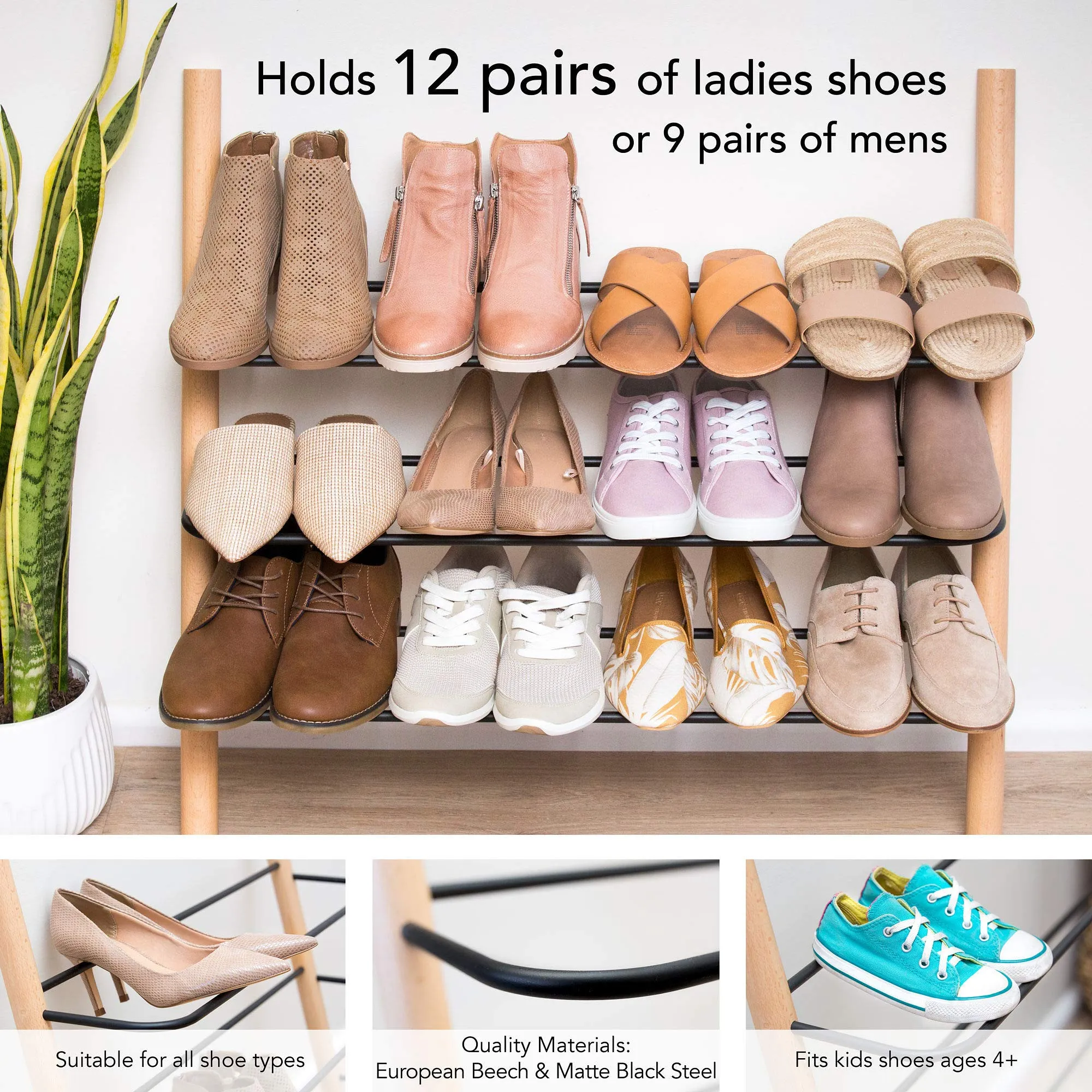 Wooden Shoe Rack Organizer Modern Shoe Rack That Holds 12 Pairs of Shoes